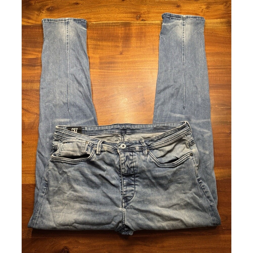 CR7 Cristiano Ronaldo Men Blue Jeans Size 34x32 Stretch Slim Denim Pants